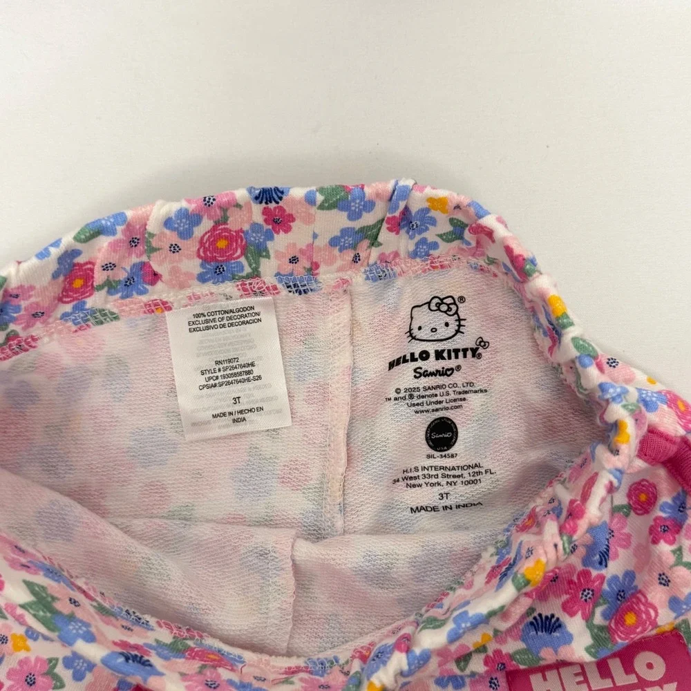 Hello Kitty Sanrio‎ Toddler Girls 3T Pink Striped Sweatshirt Floral Shorts Set